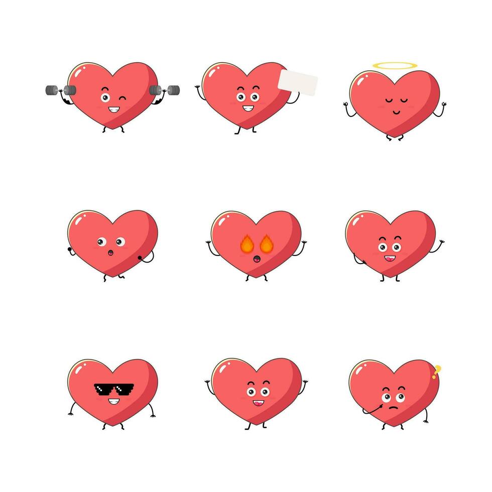 Cute heart character vector illustration