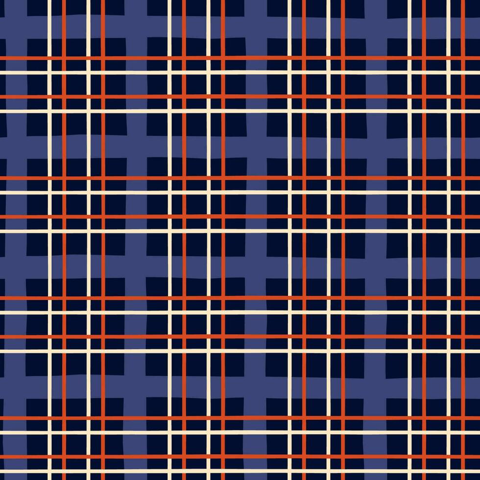Scottish tartan plaid seamless pattern. Dark blue and red stripes repeat background. Vector check fabric texture. Plaid, blanket or textile design illustration, backdrop of striped print.