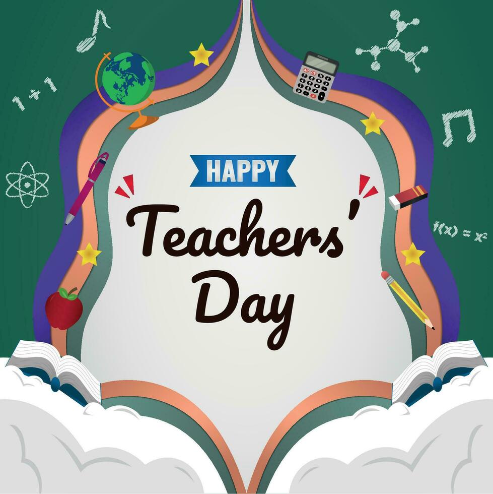 Social Media Template Happy Teachers' Day Background vector