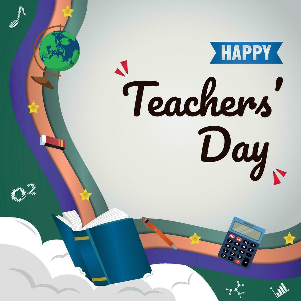 Social Media Template Happy Teachers' Day Background V3 vector