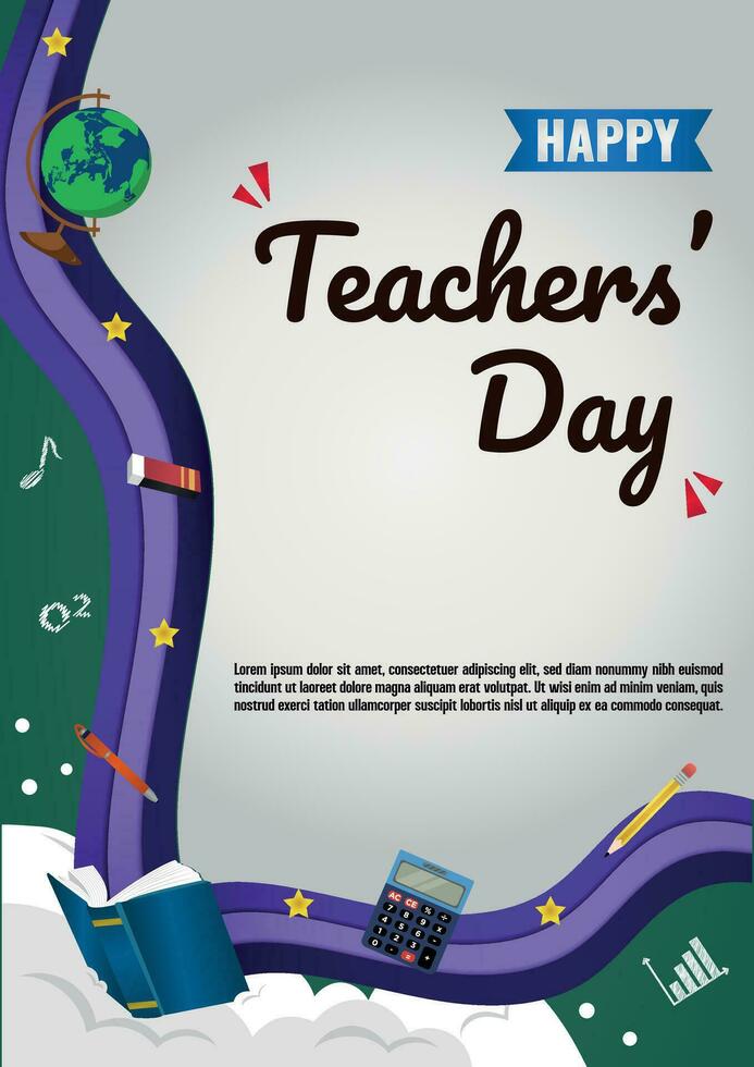 Poster Template Happy Teachers' Day Background V3 vector