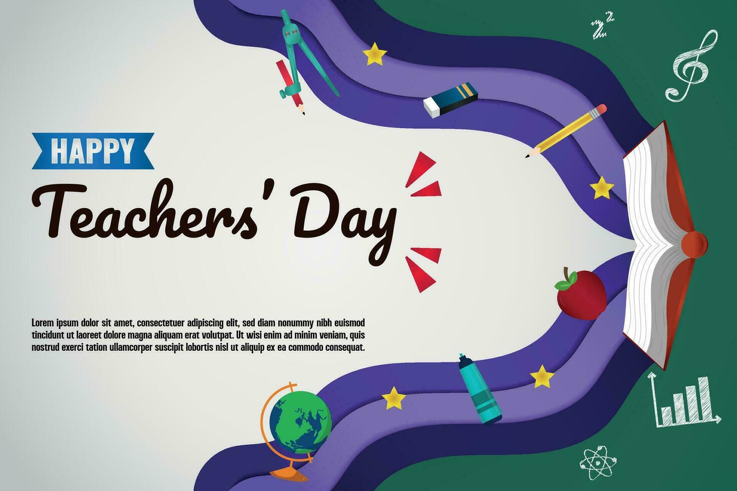 Vector Template Happy Teachers' Day Background V4