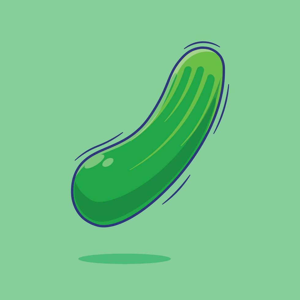 Flat vector illustration of cute cucumber