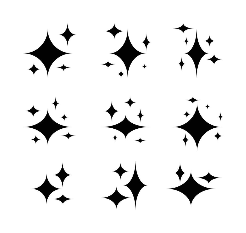 brillar icono conjunto con estrella símbolo, sencillo y moderno diseño. vector para decoración de pancartas, saludo tarjetas, volantes, social medios de comunicación.