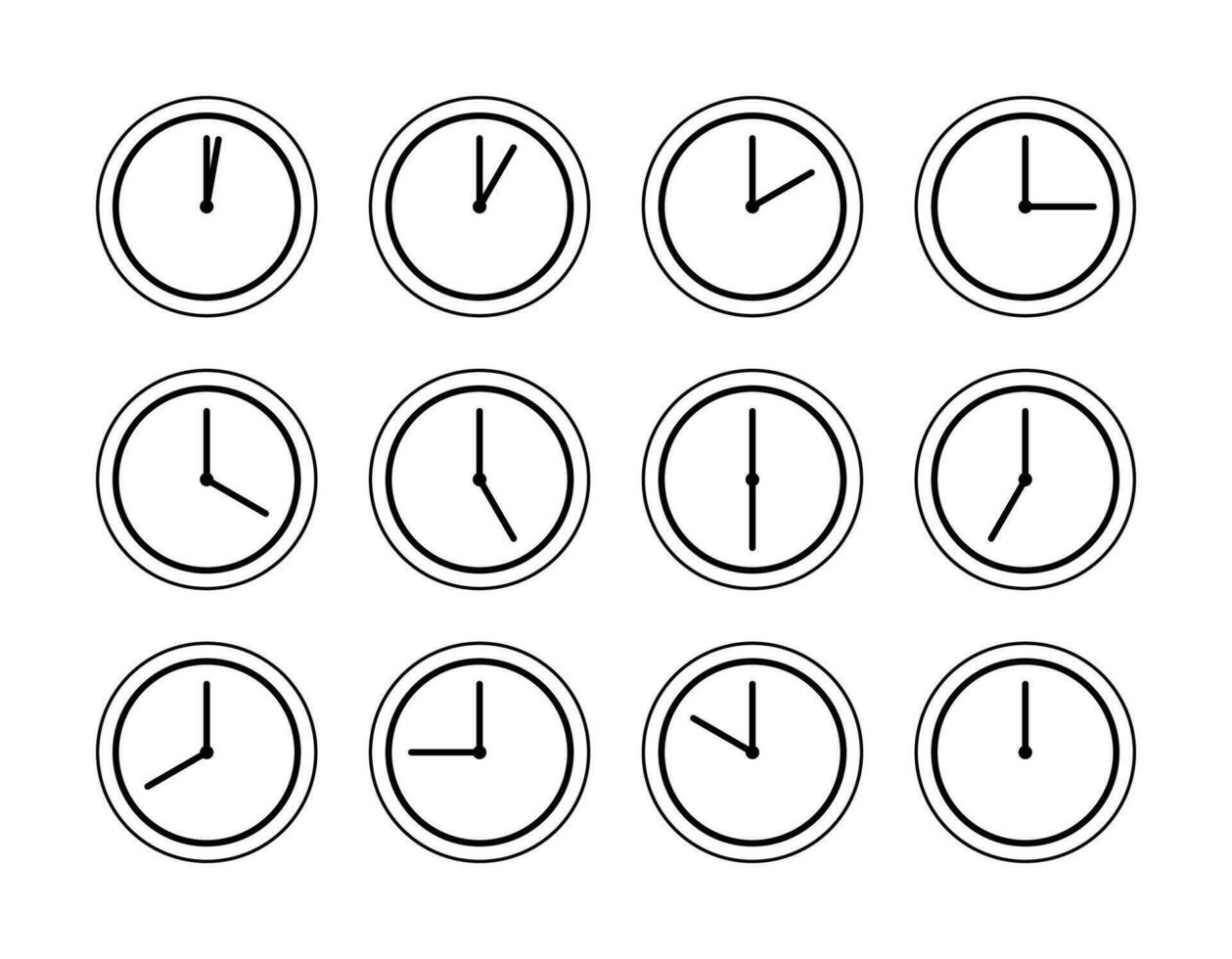 clock icon set, schedule agenda symbol. vector trendy design for app, web, brochure, flyer.