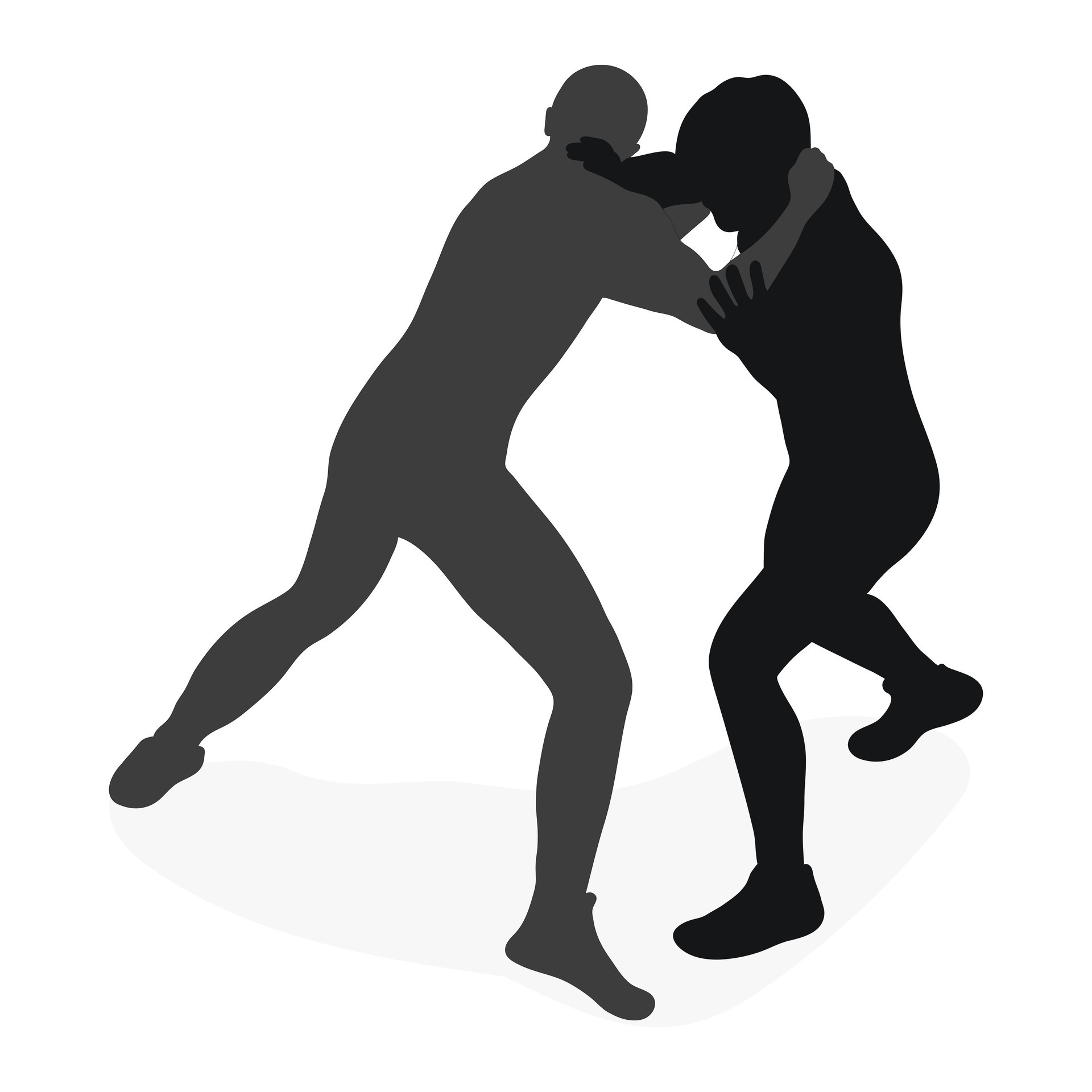 Image of a silhouette of a wrestler athlete in a fighting pose. Greco