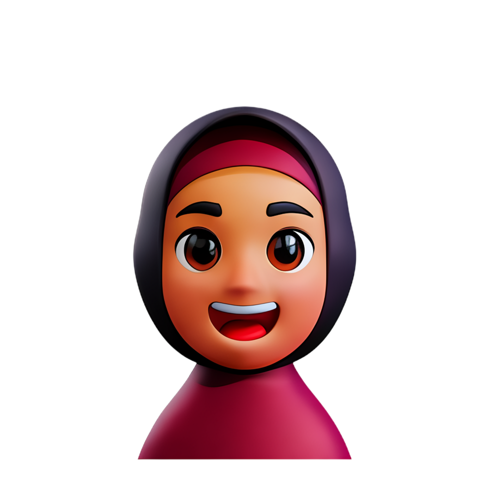 muslim woman face character 3d ramadan icon png