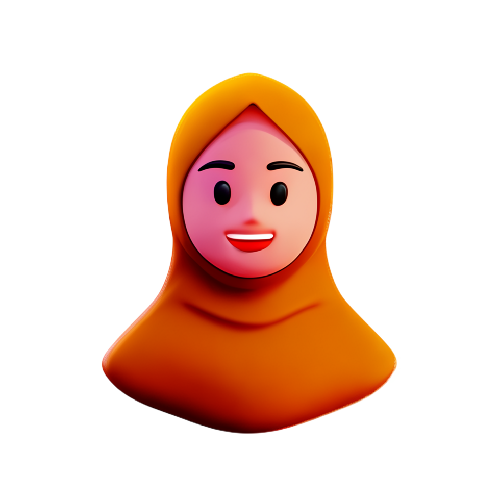 muslim woman face character 3d ramadan icon png