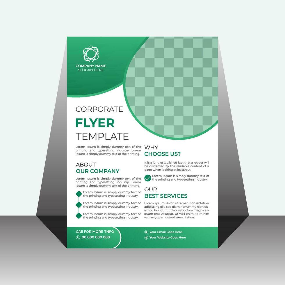 Green color corporate business flyer design template vector