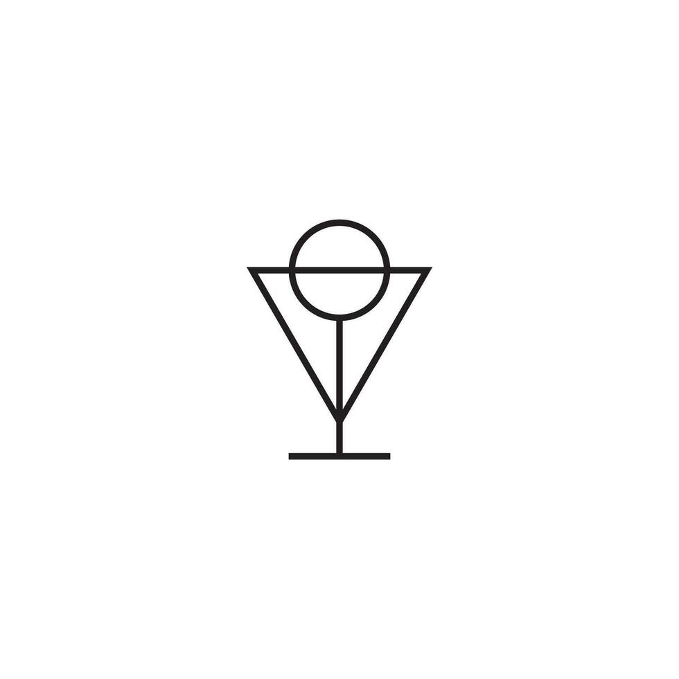 Cocktail Glass and Alchemy Symbols logo or icon design vector