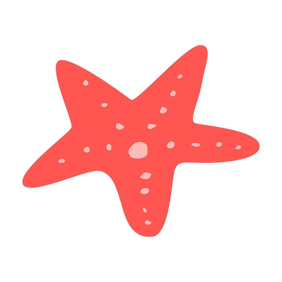 rojo estrella de mar - aislado icono en blanco antecedentes. vector ilustración en un dibujos animados mano dibujado estilo