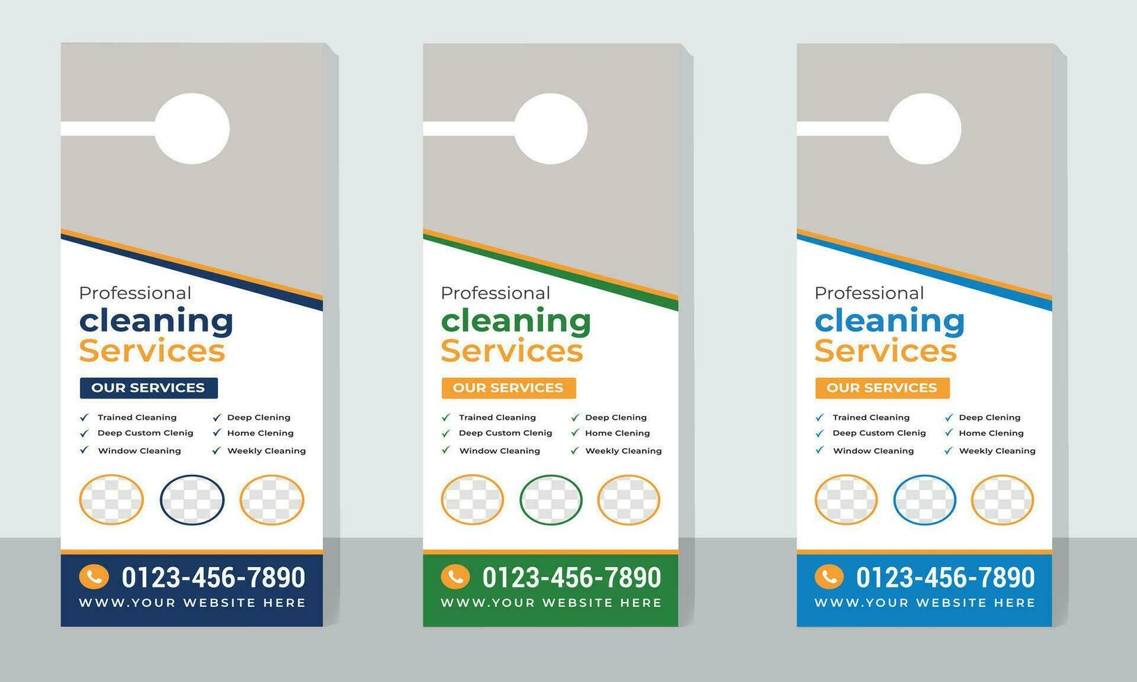 Premium Cleaning service  Door hanger design template and office cleaning, junk dust removal, door hanger, rack card layout vector