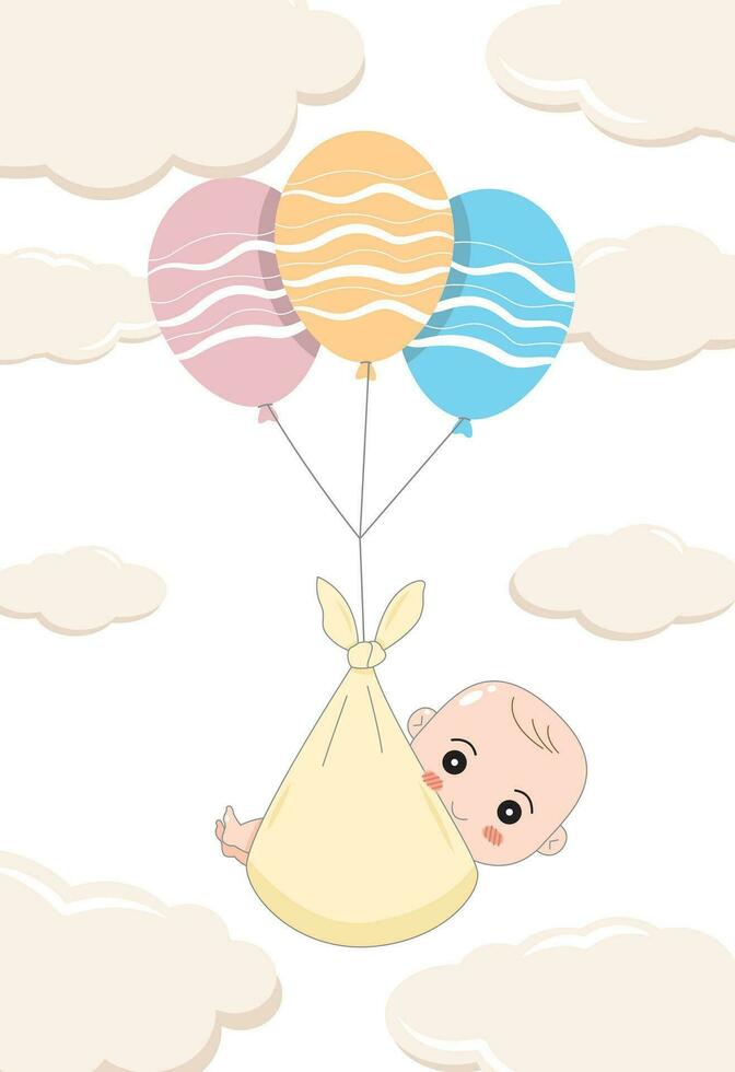 baby shower invitation with cartoon card, It's a boy. It's a girl, Vector illustration