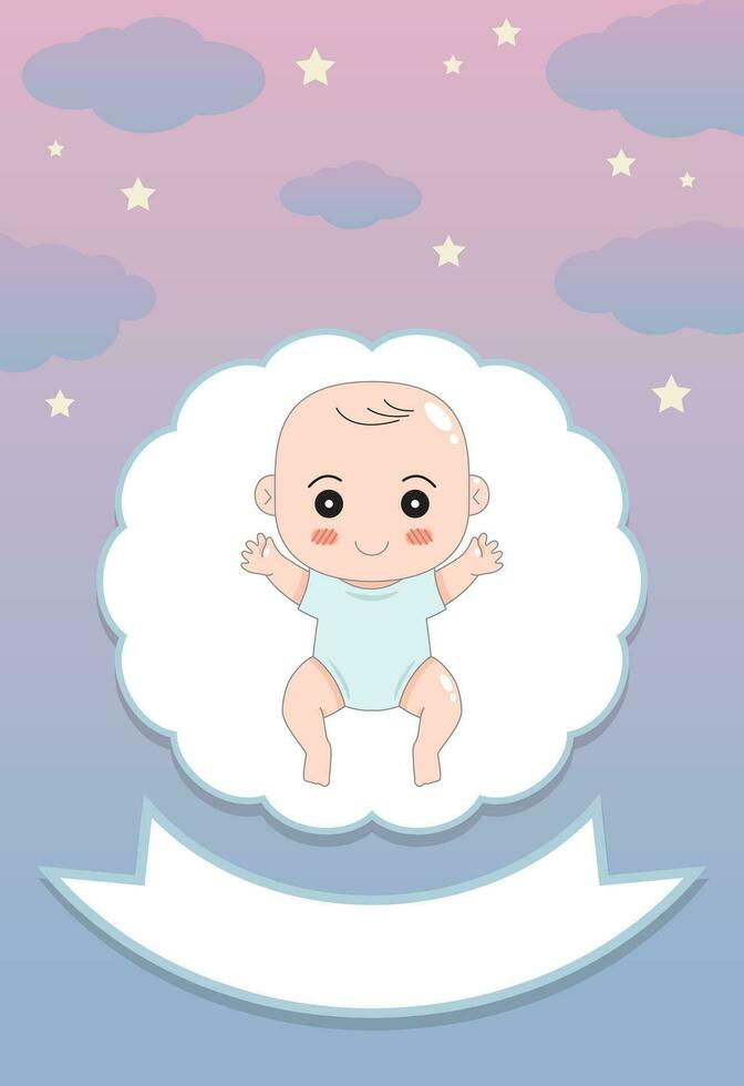 baby shower invitation with cartoon card, It's a boy. It's a girl, Vector illustration