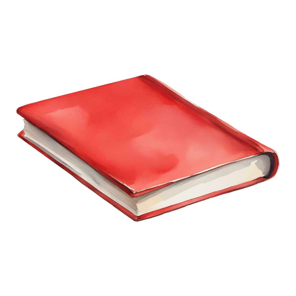 Red Book Isolated Hand Drawn Watercolor Painting Illustration vector