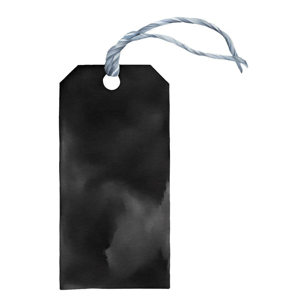 negro blanco precio etiqueta con cuerda aislado mano dibujado acuarela pintura ilustración vector