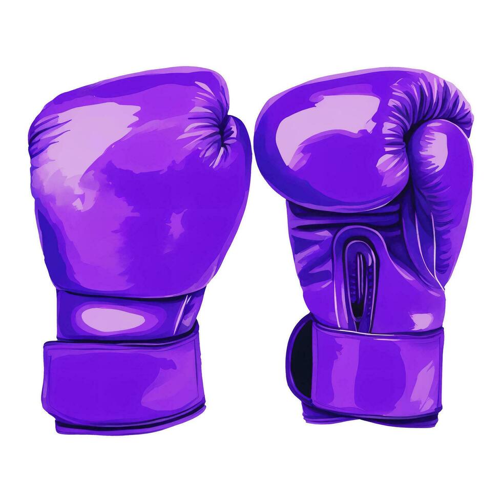 púrpura boxeo guantes aislado mano dibujado acuarela pintura ilustración vector