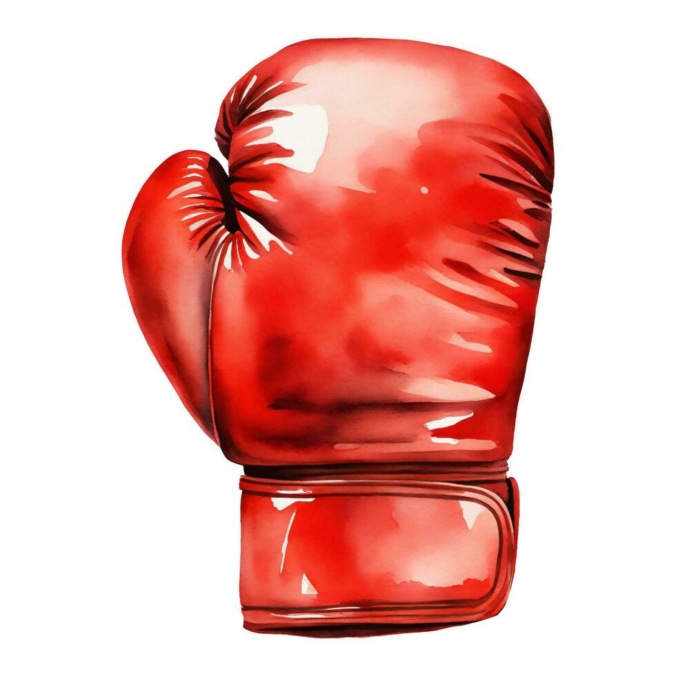 Red Boxing Glove Isolated Hand Drawn Watercolor Painting Illustration vector