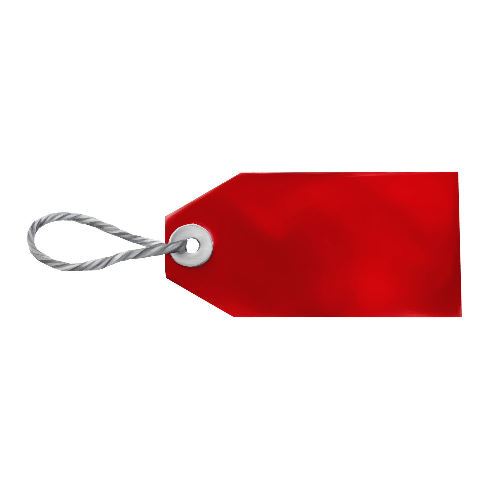 Red Blank Price Tag with String Isolated Hand Drawn Watercolor Painting