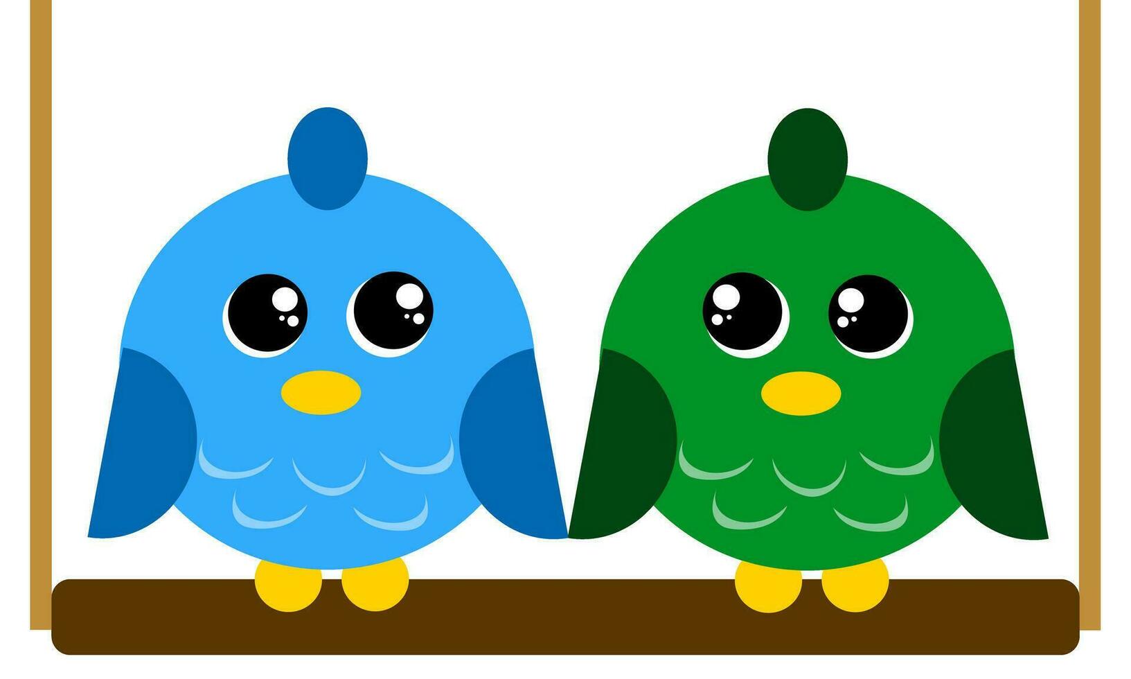 two cute birds in love vector