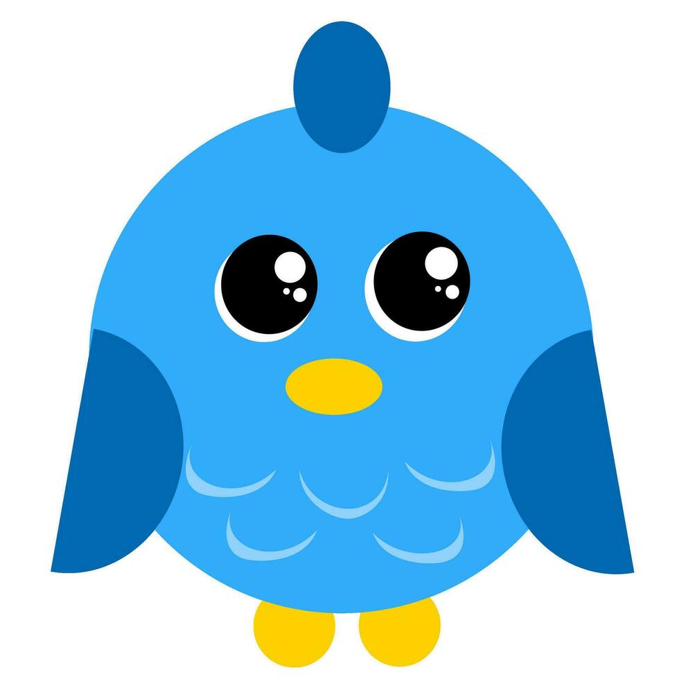 vector ilustración de linda azul pájaro dibujos animados con grande ojos
