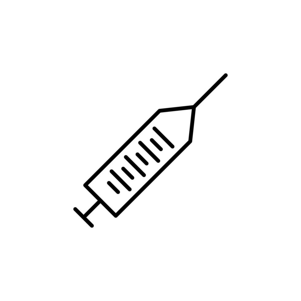 Syringe Vector Sign for Shops and Stores. Suitable for books, stores, shops. Editable stroke in minimalistic outline style. Symbol for design