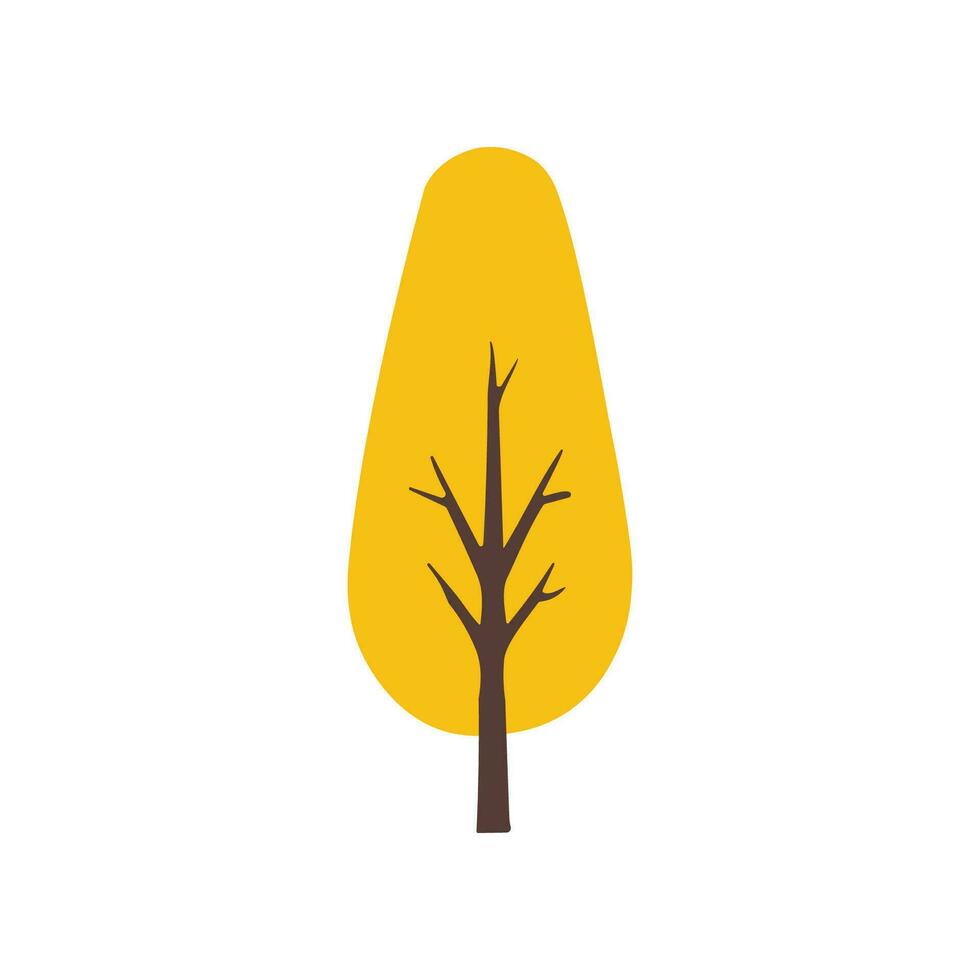 Yellow Autumn Tree Simple Vector Flat Illustration. Suitable for design of websites, postcards, books, patterns and other purposes