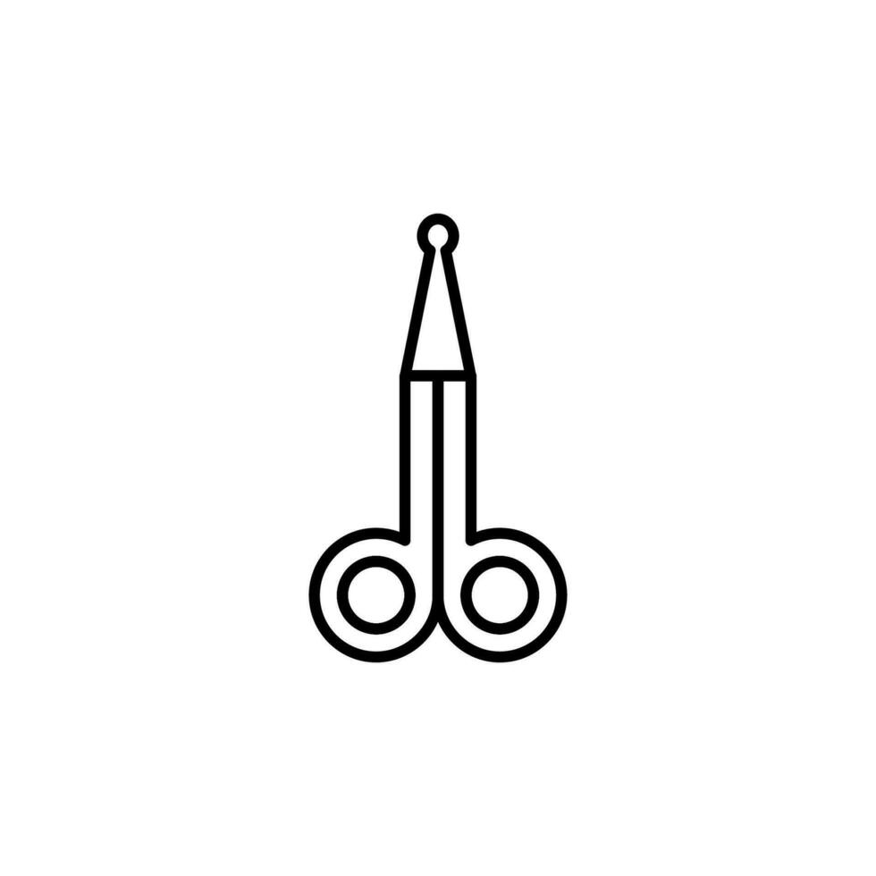 Simple Manicure Scissors Vector Line Symbol. Suitable for books, stores, shops. Editable stroke in minimalistic outline style. Symbol for design