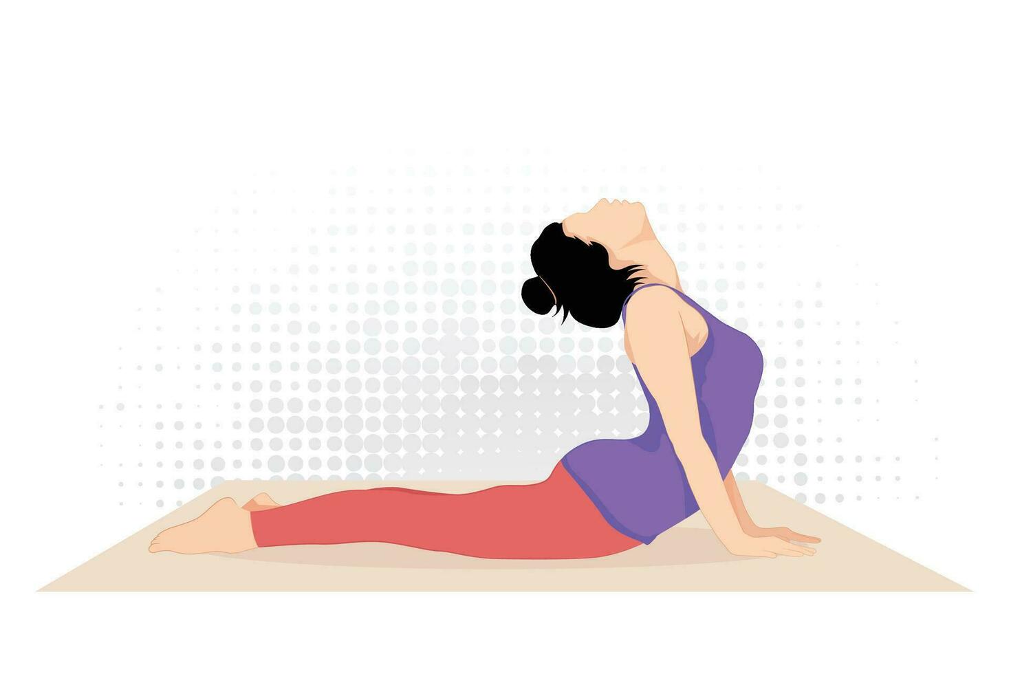 joven mujer practicando urdhva mukha svanasana yoga, aptitud yoga ejercicio. vector