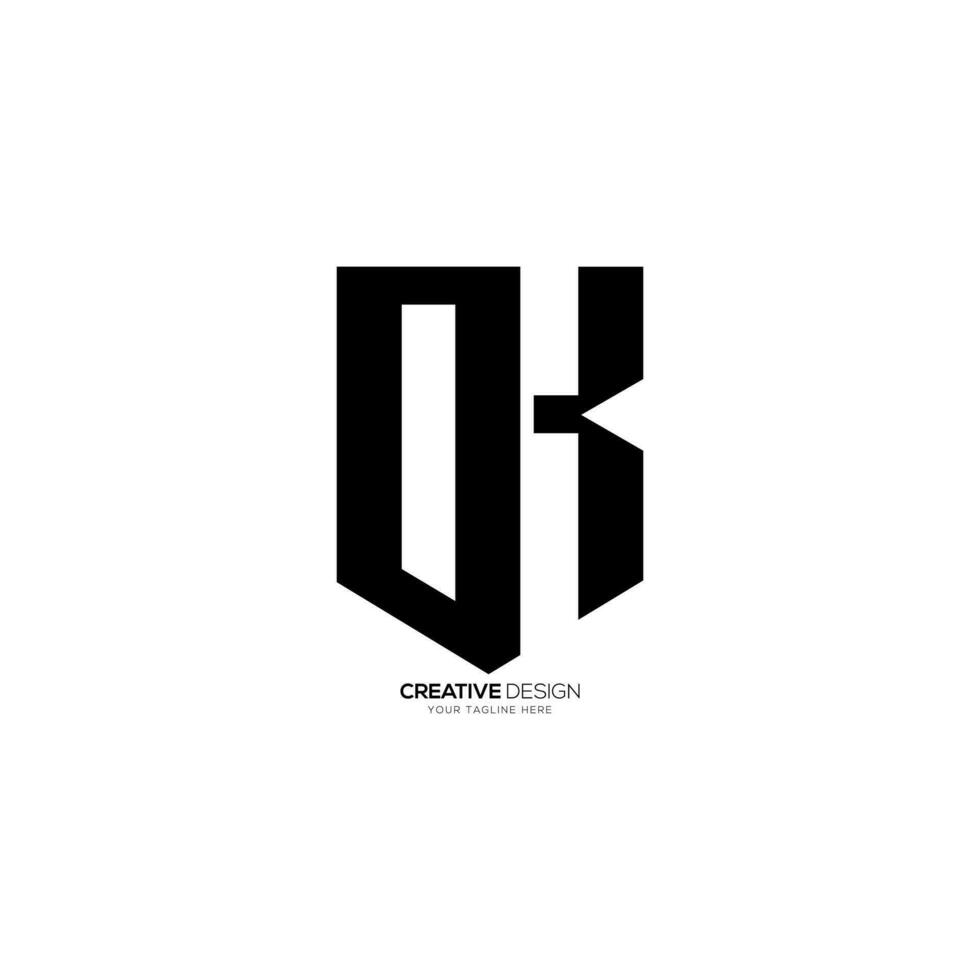 Letter Dk or Kd with security business protection shield shape modern unique monogram logo vector