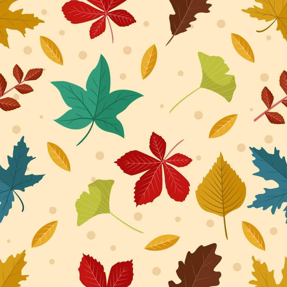 seamless pattern with autumn leaves concept vector