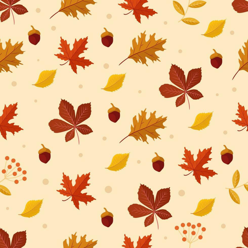 seamless pattern with autumn leaves concept vector