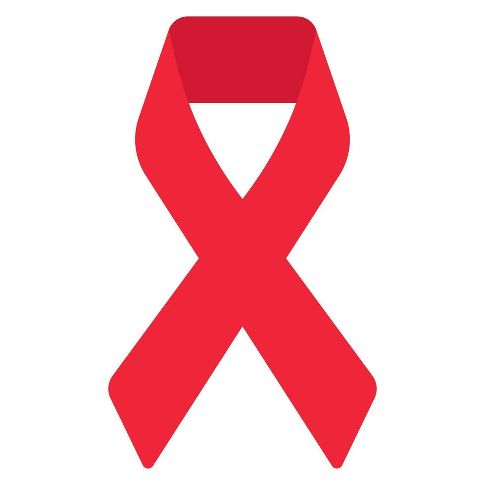 Red ribbon sign world aids day. Vector icon