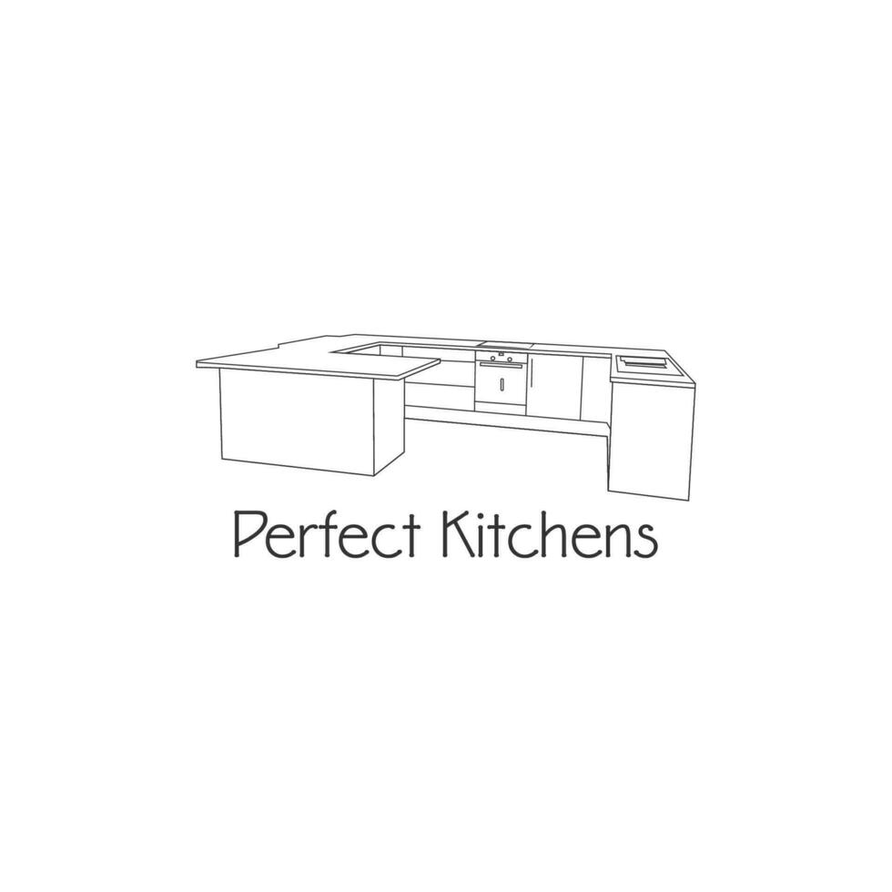 Line Art Perfect Kitchen Logo Design Vector