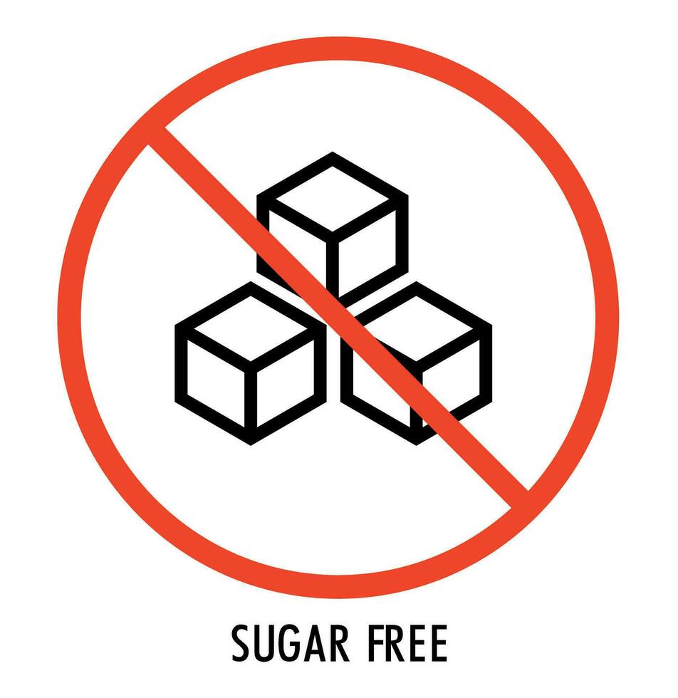 Sugar free label. Sector sugar cubes in round icon for no sugar added product packaging design vector