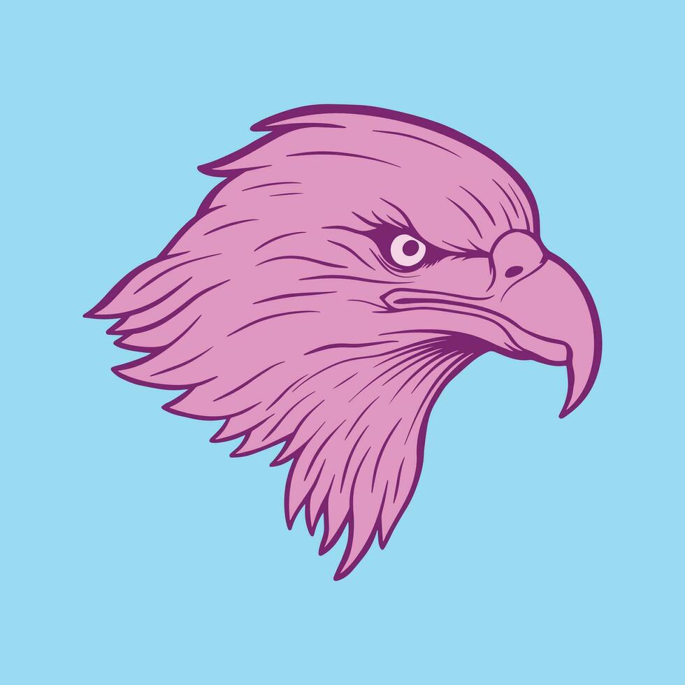 colorful eagle head hand drawn illustrations for stickers, logo, tattoo etc vector