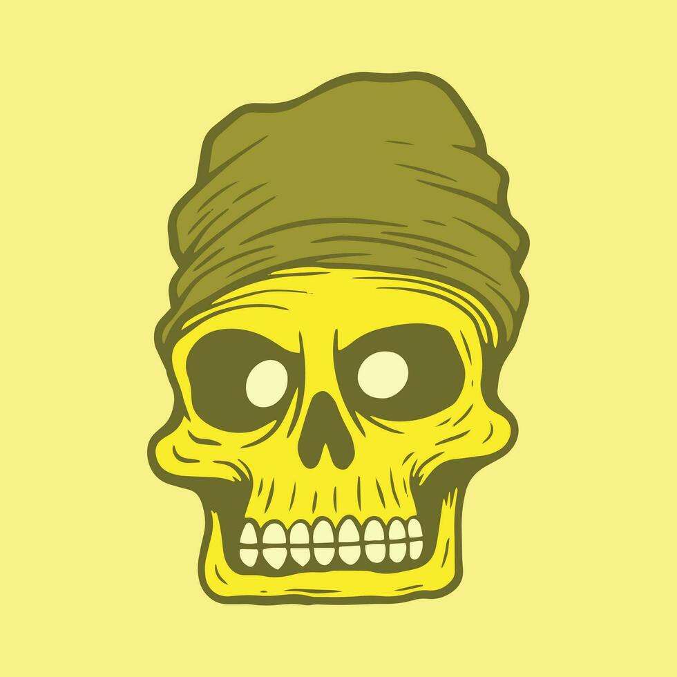 yellow Skull hand drawn illustrations for stickers, logo, tattoo etc vector