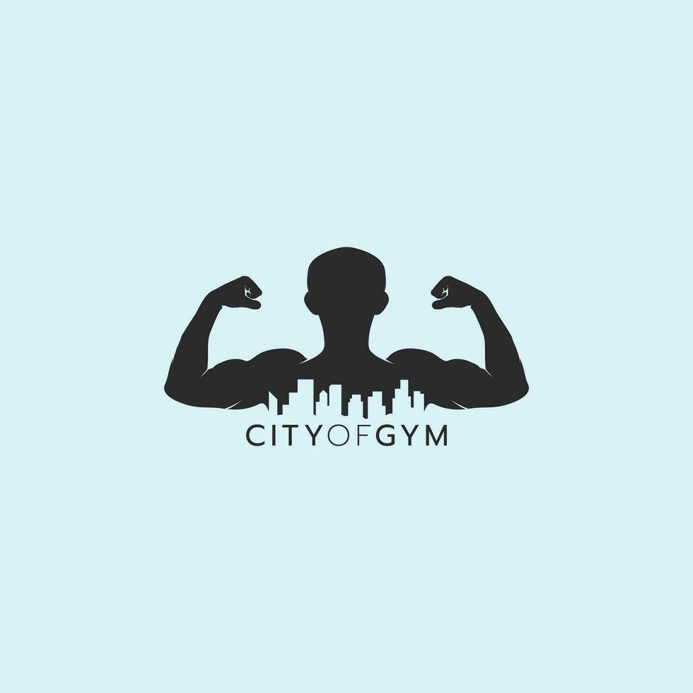 un conceptual logo para gimnasio o aptitud club en ciudad vector