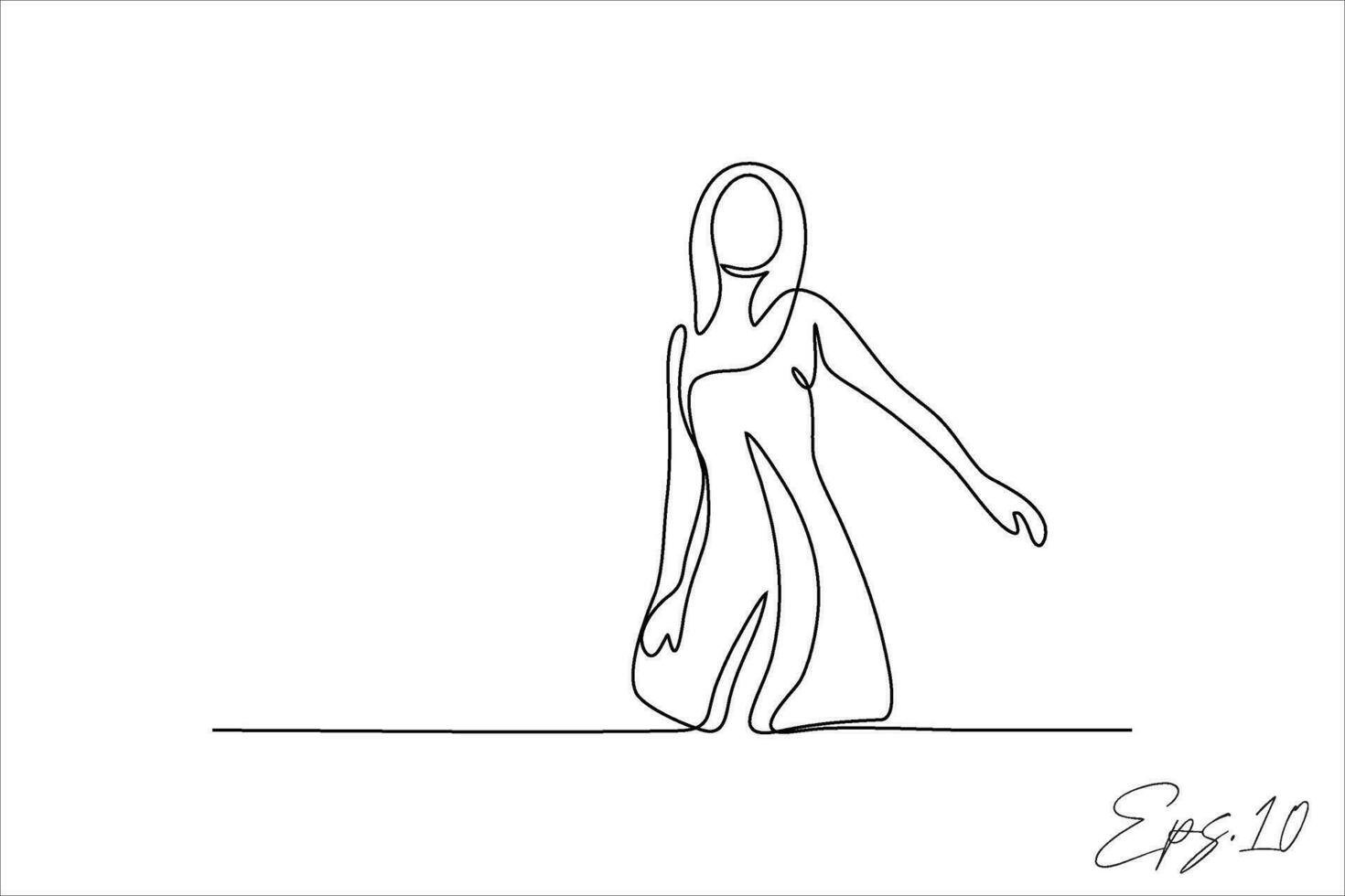 vector ilustración continuo línea de hermosa mujer posando