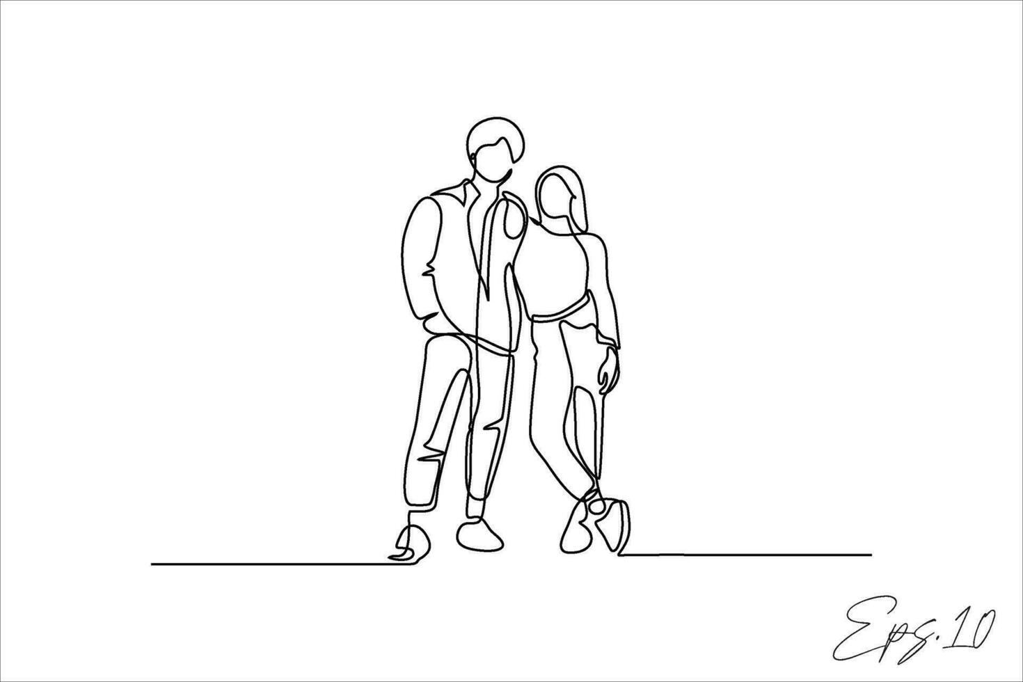 vector illustration continuous line of couples are standing