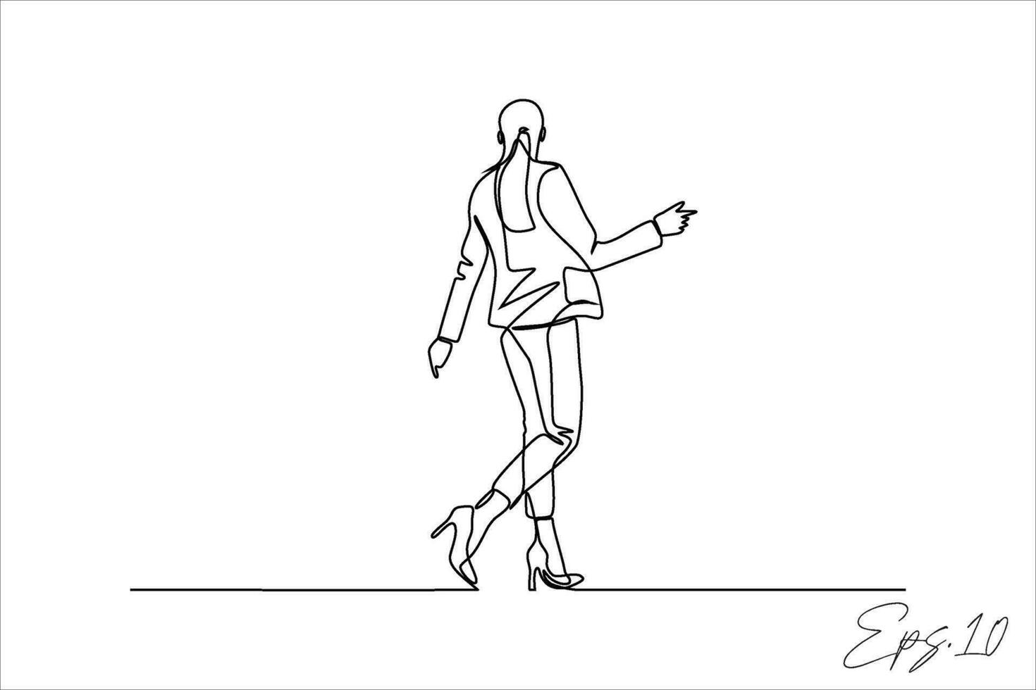 vector illustration continuous line of business woman walking