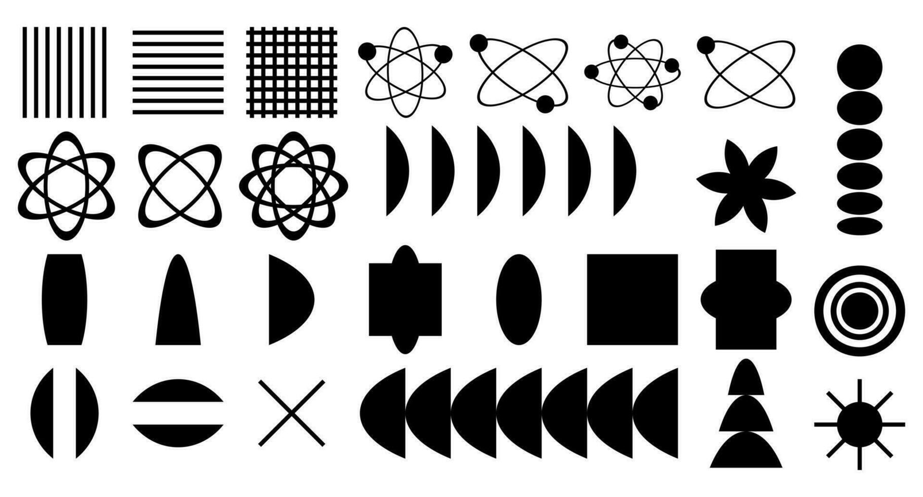 constructor de de moda geométrico posmoderno primitivo cifras. suizo diseño recopilación. vector