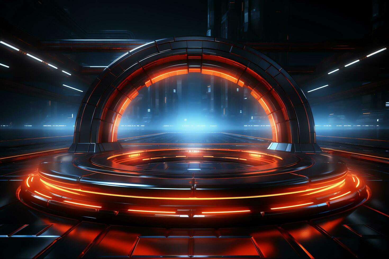 Technology Background With Design Neon, Generative Ai photo