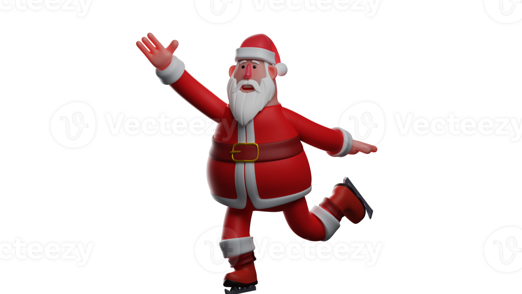 3d illustratie. de kerstman claus 3d tekenfilm karakter. de kerstman claus in Klaar om te vliegen houding. schattig de kerstman is genieten van de atmosfeer van Kerstmis viering Bij zijn plaats. 3d tekenfilm karakter png