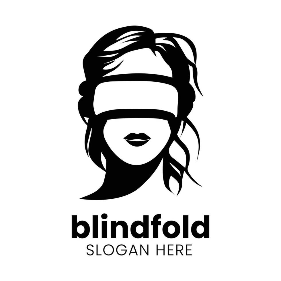 Multipurpose Realistic Blindfold Silhouette Icon Logo Design Template. Black And Isolated On White Background. Blindfold Tattoo, Sticker. Vector Illustration.