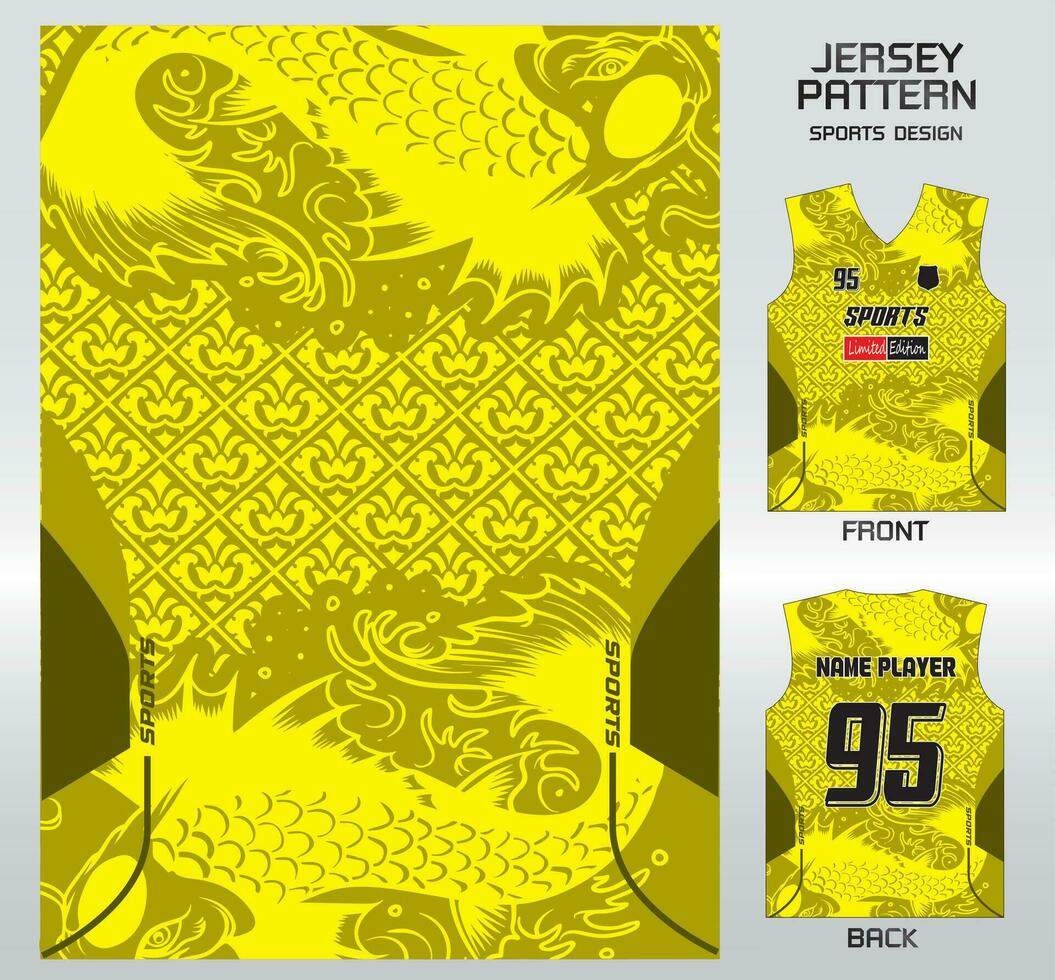 Pattern vector sports shirt background image.yellow golden fish pattern design, illustration, textile background for sports t-shirt, football jersey shirt