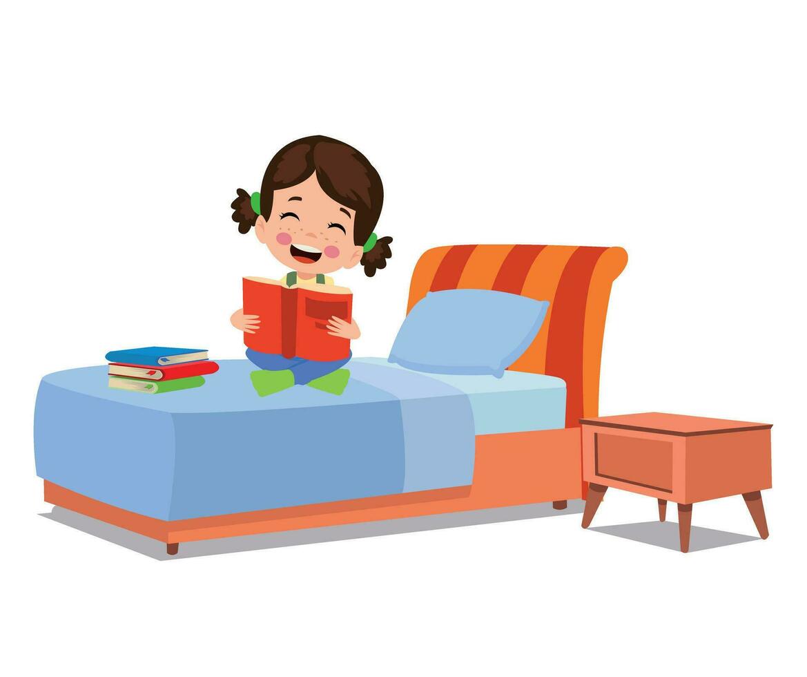 cute happy boy reading a book vector