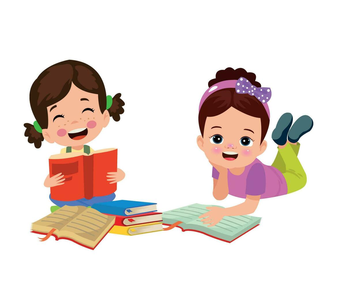 cute happy boy reading a book vector