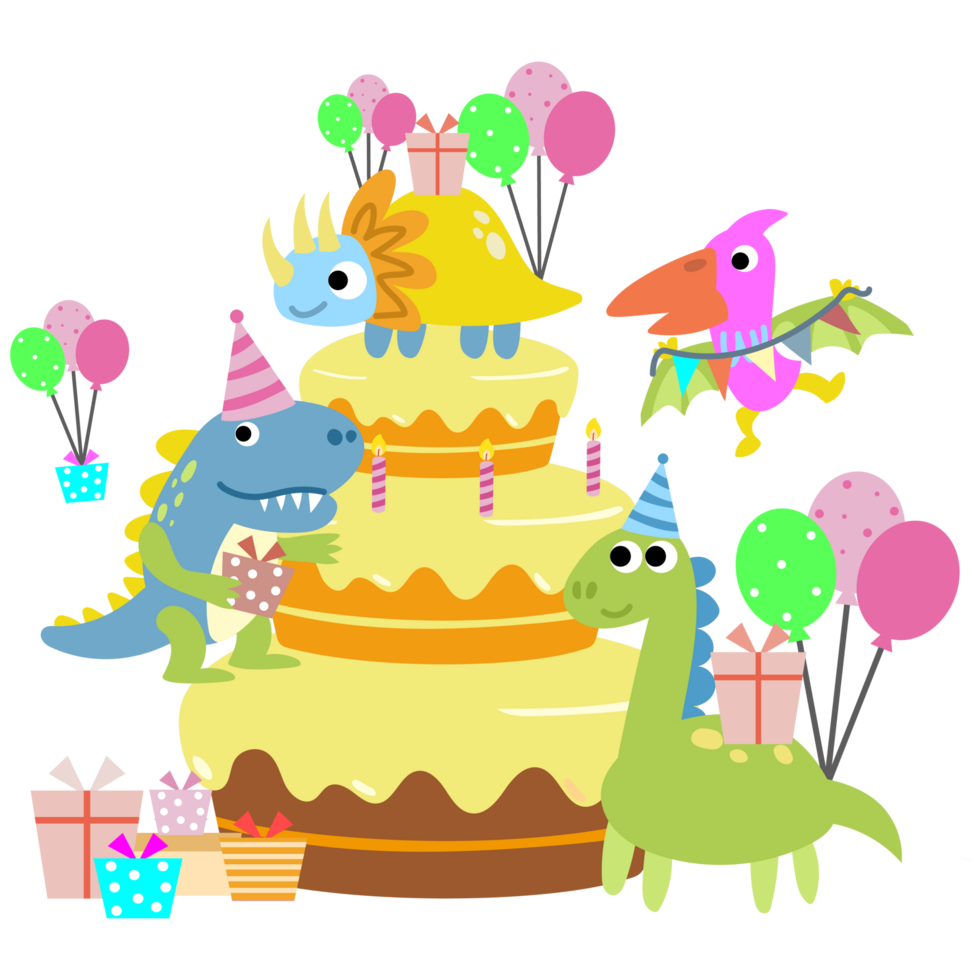 Happy Birthday Dinosaur party cake. happy dino clipart png