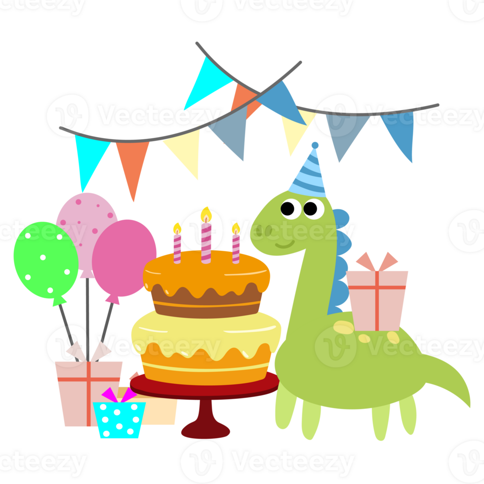 Happy Birthday Dinosaur party cake. happy dino clipart png